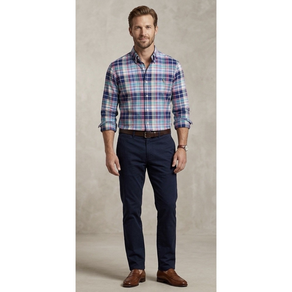 Ralph Lauren Slim Button Down Shirt Mens Size Medium Plaid